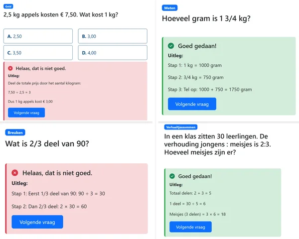 Voorbeeld rekenvraag zoals gebruikt in SlimStap